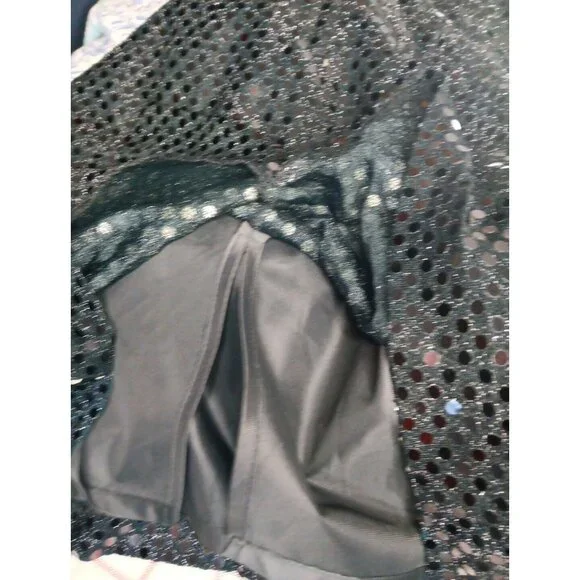 Vtg Granite Women's 8 Black Mirror Sparkle Skirt Knee Length Lined USA Made NWT - Picture 6 of 8